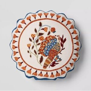 Threshold Beaded Embroidered Round Decorative Indoor Pillow Turkey Floral NWT